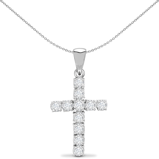 18ct White Gold  1.5ct Diamond Eternity Cross Pendant - 18X098