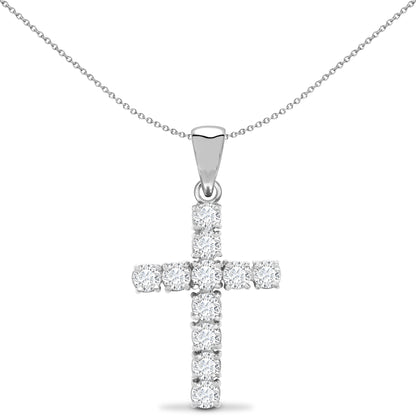 18ct White Gold  1.5ct Diamond Eternity Cross Pendant - 18X098