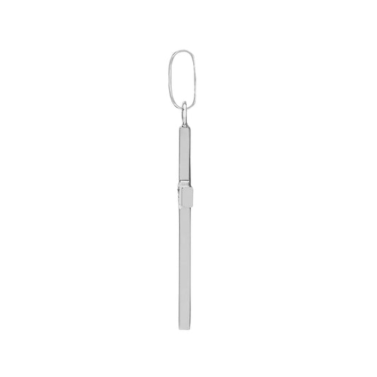 18ct White Gold  0.03ct Diamond Minimalist Solitaire Cross Pendant - 18X109