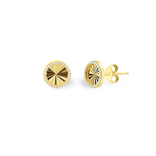 9ct Gold  Fluted Starburst Round Stud Earrings 6mm - 2-55-9491