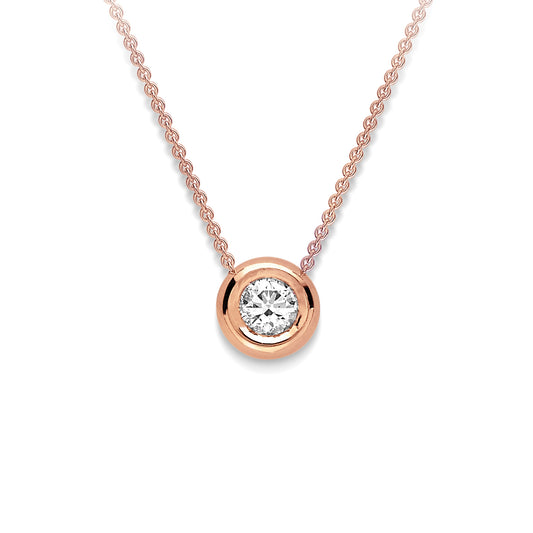 18ct Rose Gold  Diamond 6mm Slider Charm Necklace - CBNR02149-18