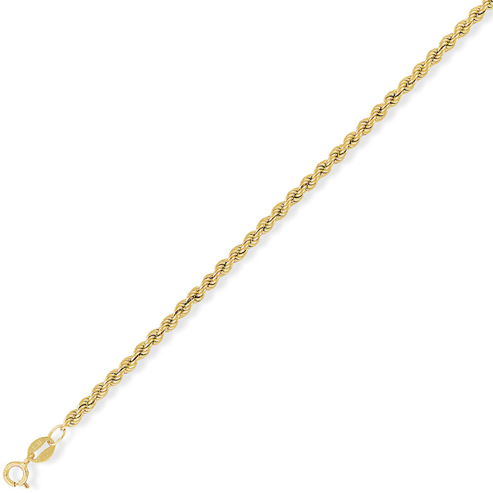 9ct Gold  Hollow Rope Pendant Chain Necklace - 2.7mm gauge - CNNR02002