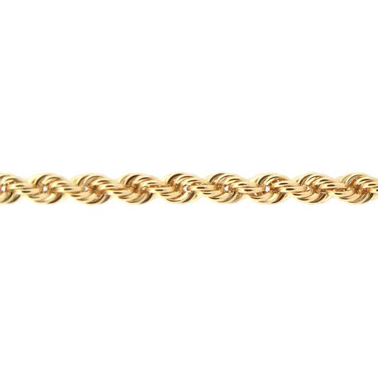 9ct Gold  Hollow Rope Pendant Chain Bracelet 2.7mm gauge 7.25 inch - CNNR02002