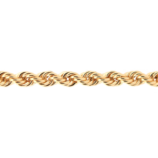9ct Gold  Hollow Rope Pendant Chain Bracelet 3.2mm gauge 7.25 inch - CNNR02002A