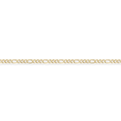 9ct Gold  3+1 Figaro Pendant Chain Bracelet 2.1mm gauge 7.25 inch - CNNR02008B