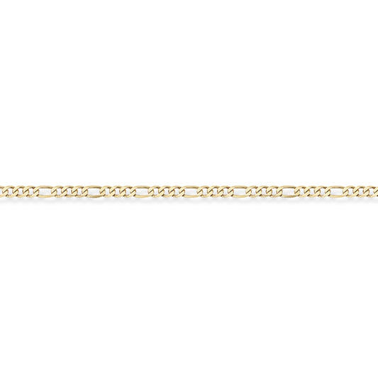 9ct Gold  3+1 Figaro Pendant Chain Anklet 2.1mm gauge 9.5 inch - CNNR02008B