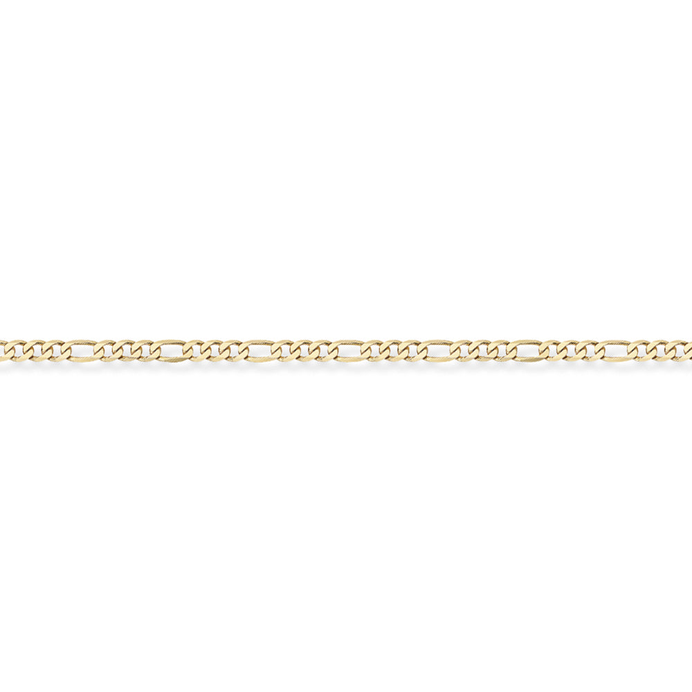 9ct Gold  3+1 Figaro Pendant Chain Bracelet 2.1mm gauge 5.5 inch - CNNR02008B