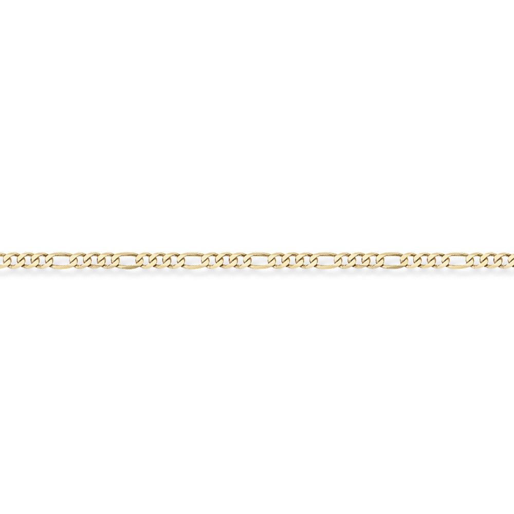 9ct Gold  3+1 Figaro Pendant Chain Bracelet 2.1mm gauge 7.25 inch - CNNR02008B