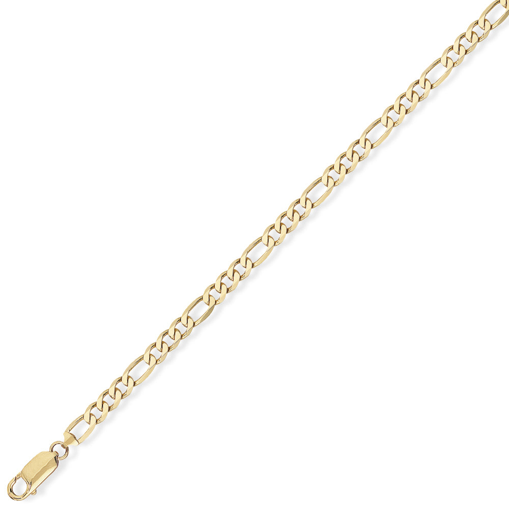 9ct Gold  3+1 Figaro Pendant Chain Necklace - 2.9mm gauge - CNNR02008C
