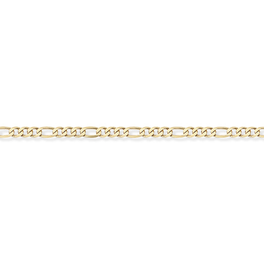 9ct Gold  3+1 Figaro Pendant Chain Bracelet 2.9mm gauge 7.25 inch - CNNR02008C