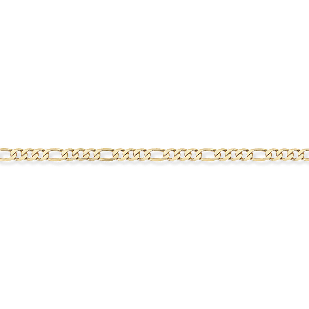 9ct Gold  3+1 Figaro Pendant Chain Necklace - 2.9mm gauge - CNNR02008C