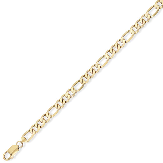 9ct Gold  Premium Quality 3+1 Figaro Anklet 4.4mm gauge 9.5 inch - CNNR02008D