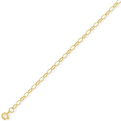 9ct Gold  Oval Belcher Pendant Chain Bracelet 3.4mm 7.25 inch - CNNR02015A