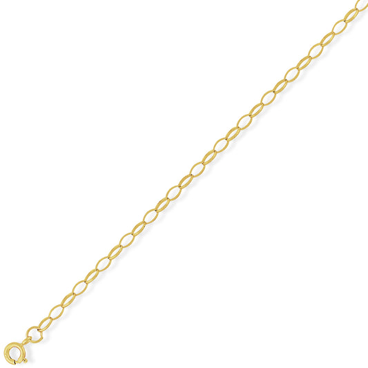 9ct Gold  Oval Belcher Pendant Chain Bracelet 3.4mm 7.25 inch - CNNR02015A