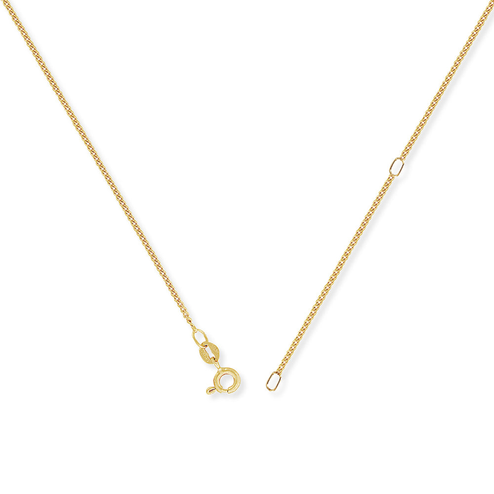 9ct Gold  Tight Diamond-Cut Curb Pendant Chain Necklace 16-18 inch - CNNR02025L-18