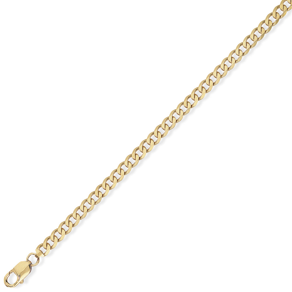 9ct Gold  Curb Pendant Chain Bracelet 3.1mm gauge 7.25 inch - CNNR02026A