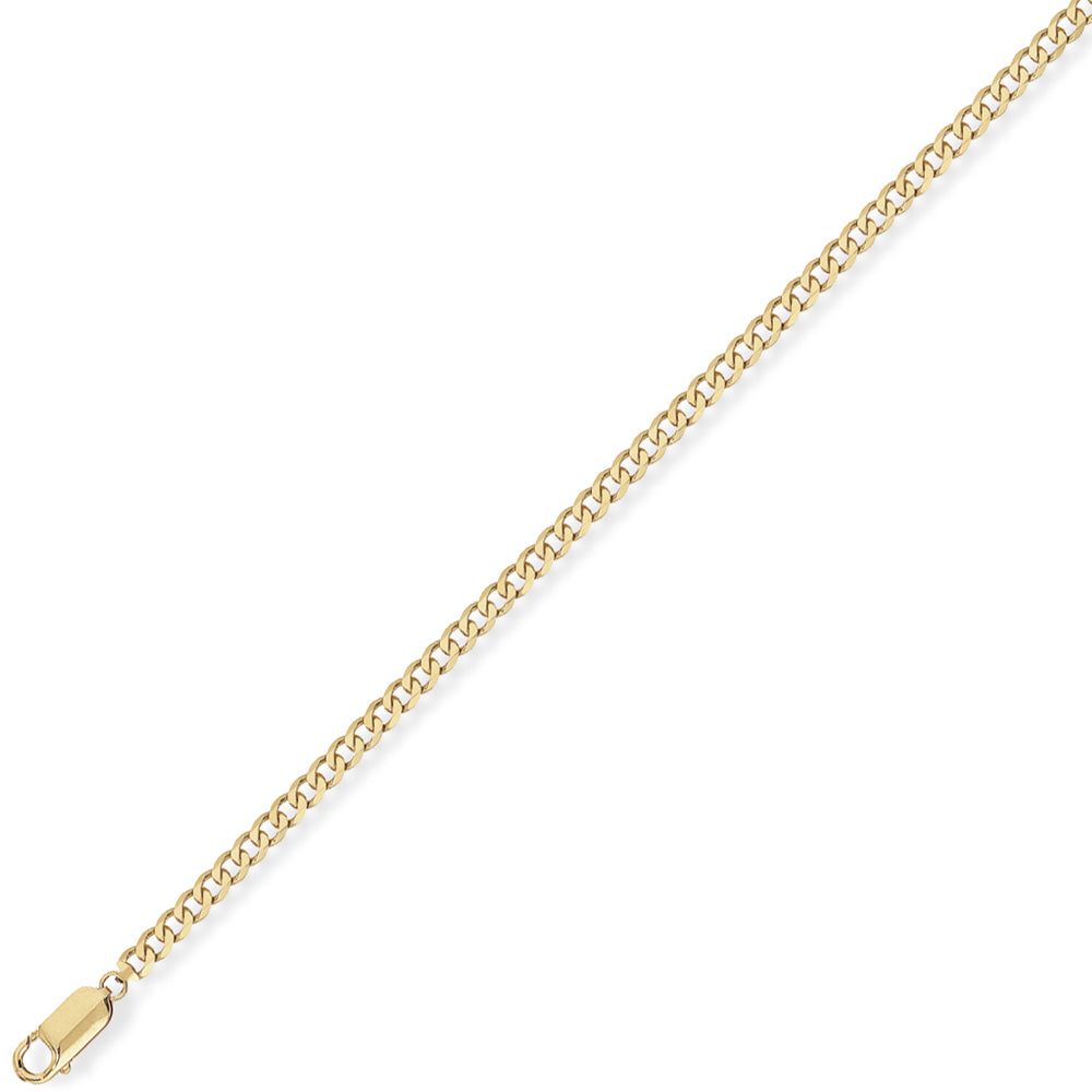 9ct Gold  Curb Pendant Chain Bracelet 2.1mm gauge 7.25 inch - CNNR02026C