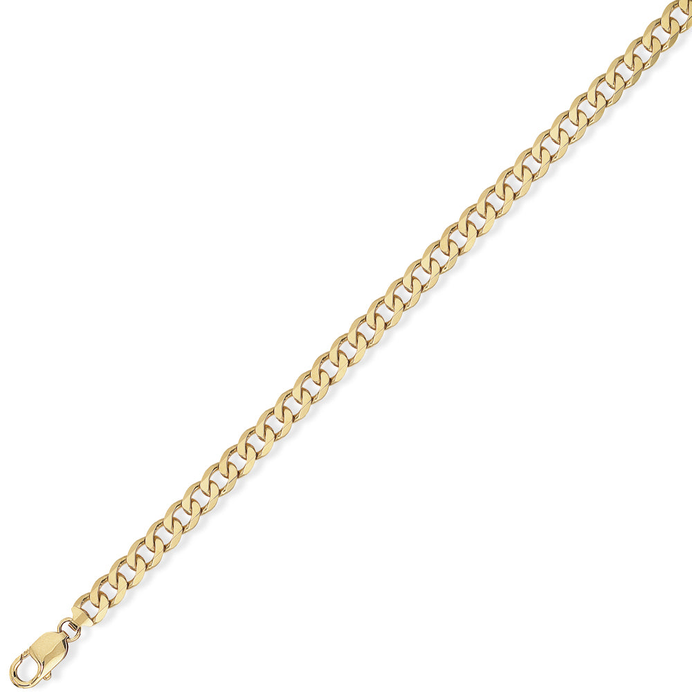 9ct Gold  Curb Pendant Chain Bracelet 4.3mm gauge 7.25 inch - CNNR02026D