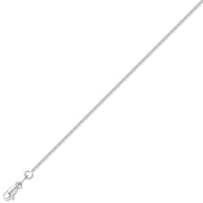 9ct White Gold  Square Link Trace Pendant Chain Necklace 1.4mm - CNNR02072