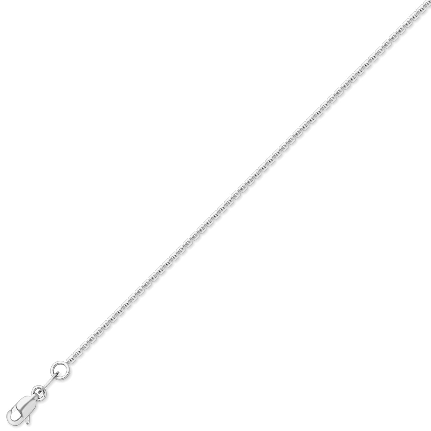 9ct White Gold  Square Edge Trace Pendant Chain Necklace 1.2mm - CNNR02755