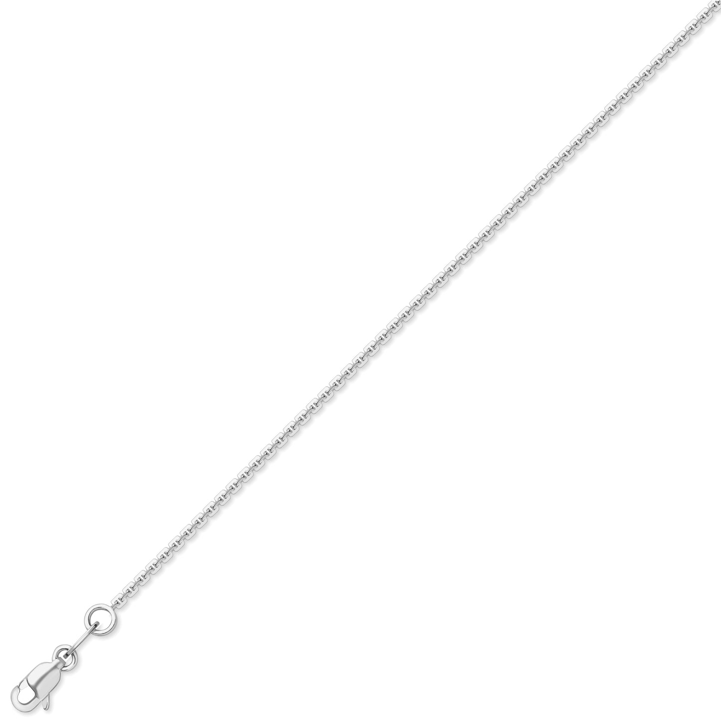 18ct White Gold  Square Trace Link Pendant Chain Necklace 1.2mm - CWNR02755