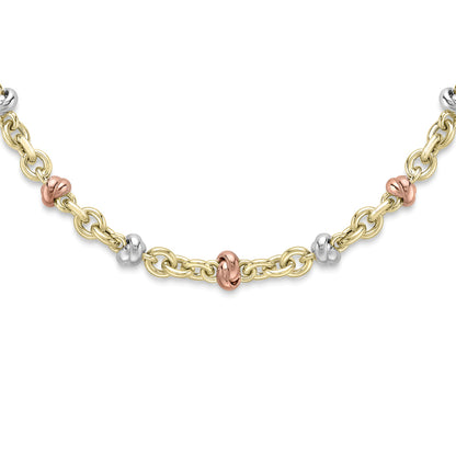 9ct Tri-Colour Gold  Knot Motif Necklace Bracelet 17" - CNNR02099