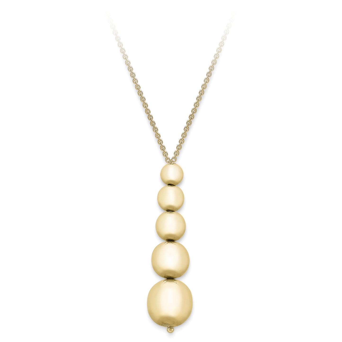 9ct Gold  5 Graduating Beads Drop Necklace - CNNR02141-17