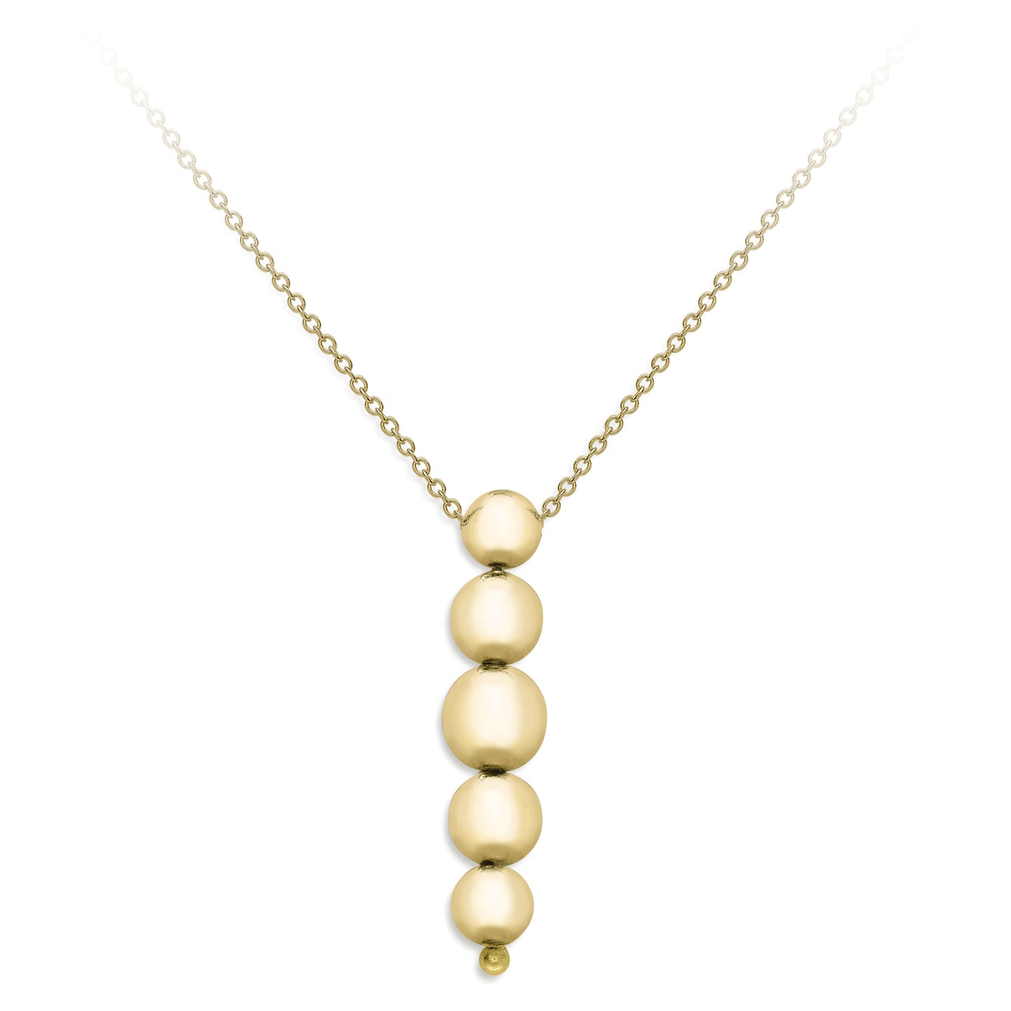 9ct Gold  5 Graduating Beads Drop Necklace - CNNR02143-17
