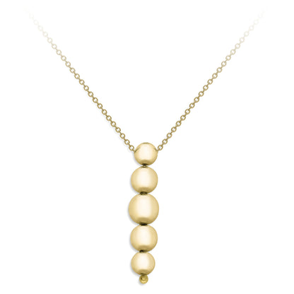 9ct Gold  5 Graduating Beads Drop Necklace - CNNR02143-17