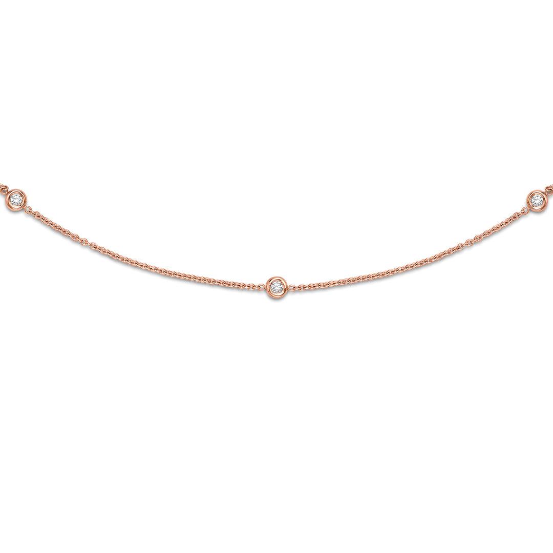 18ct Rose Gold  Diamond By The Inch Donut Necklace 0.12ct 18" - CBNR02145-18