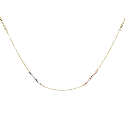 9ct 3 Colour Gold  Licorice Twist Trace Chain Necklace 17" 43cm - CNNR02161-17