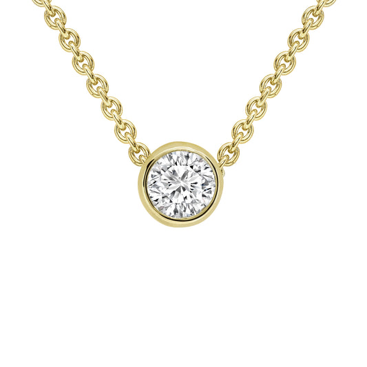 18ct Gold  Diamond Slider Solitaire Necklace 0.9mm 18" 45cm 5pts - CBNR02178-18