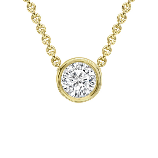 18ct Gold  Diamond Slider Solitaire Necklace 0.9mm 18" 45cm 8pts - CBNR02179-18