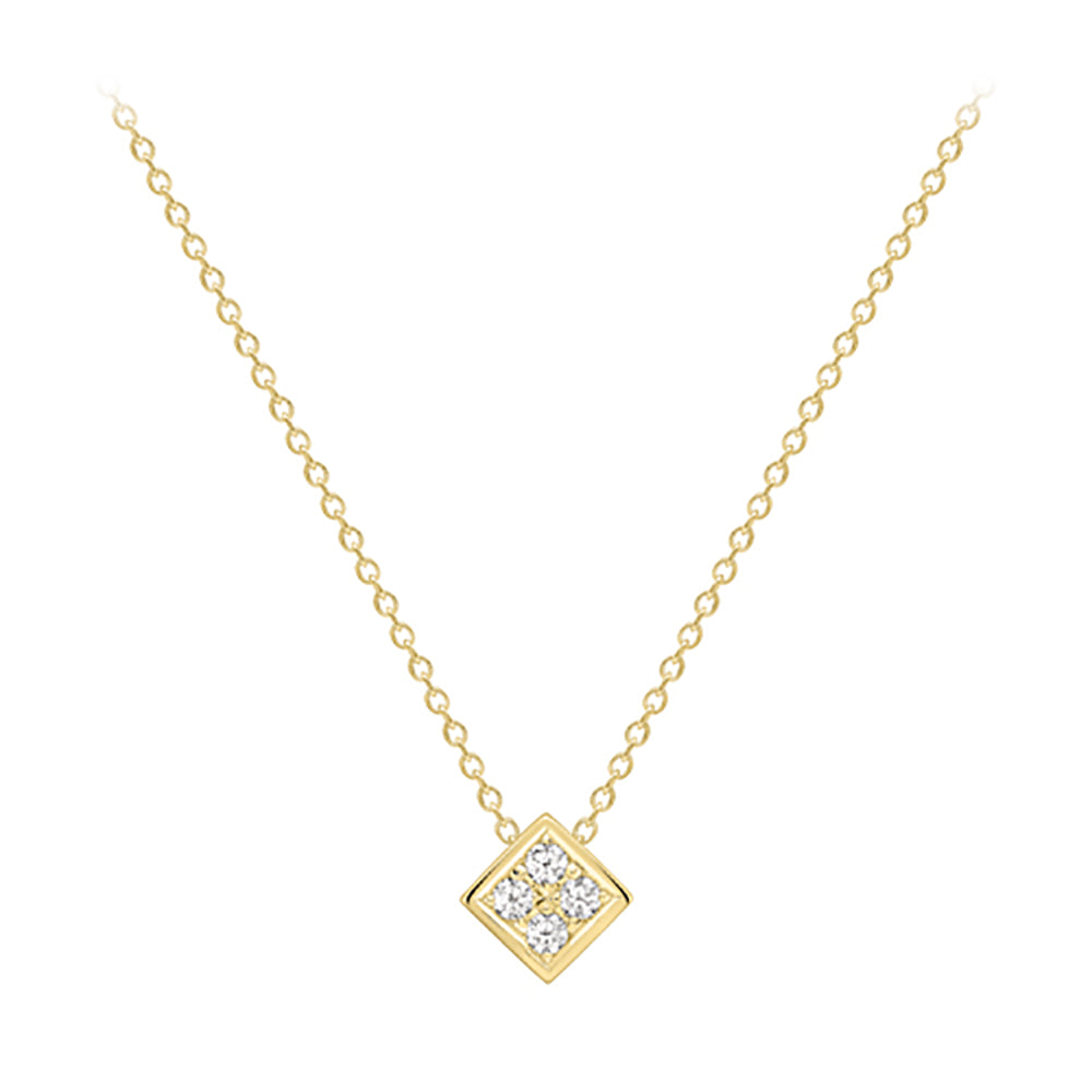 18ct Gold  Diamond Square Window Slider Necklace 0.9mm 18" 45cm - CBNR02212-18