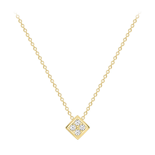 18ct Gold  Diamond Square Window Slider Necklace 0.9mm 18" 45cm - CBNR02212-18