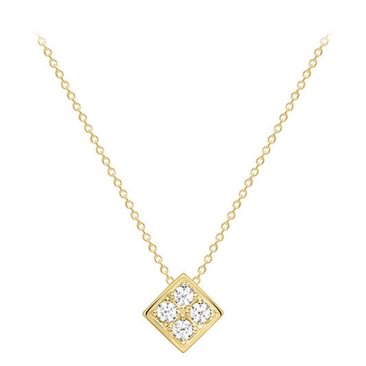 18ct Gold  Diamond Square Window Slider Necklace 0.9mm 18" 45cm - CBNR02213-18