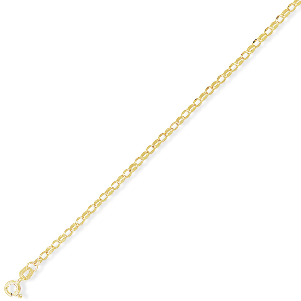 9ct Gold  Oval Belcher Pendant Chain Bracelet 2.35mm 7.25 inch - CNNR02228