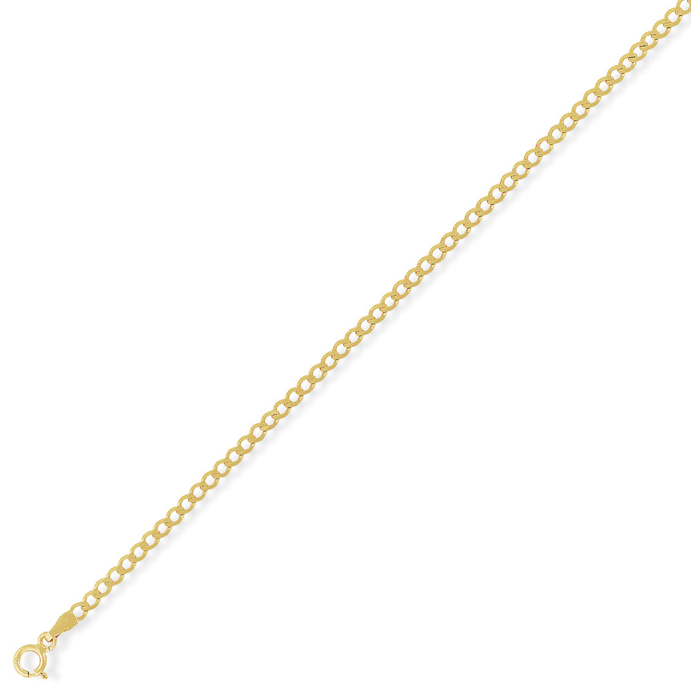 9ct Gold  Curb Pendant Chain Bracelet 2.5mm gauge 7.25 inch - CNNR02273