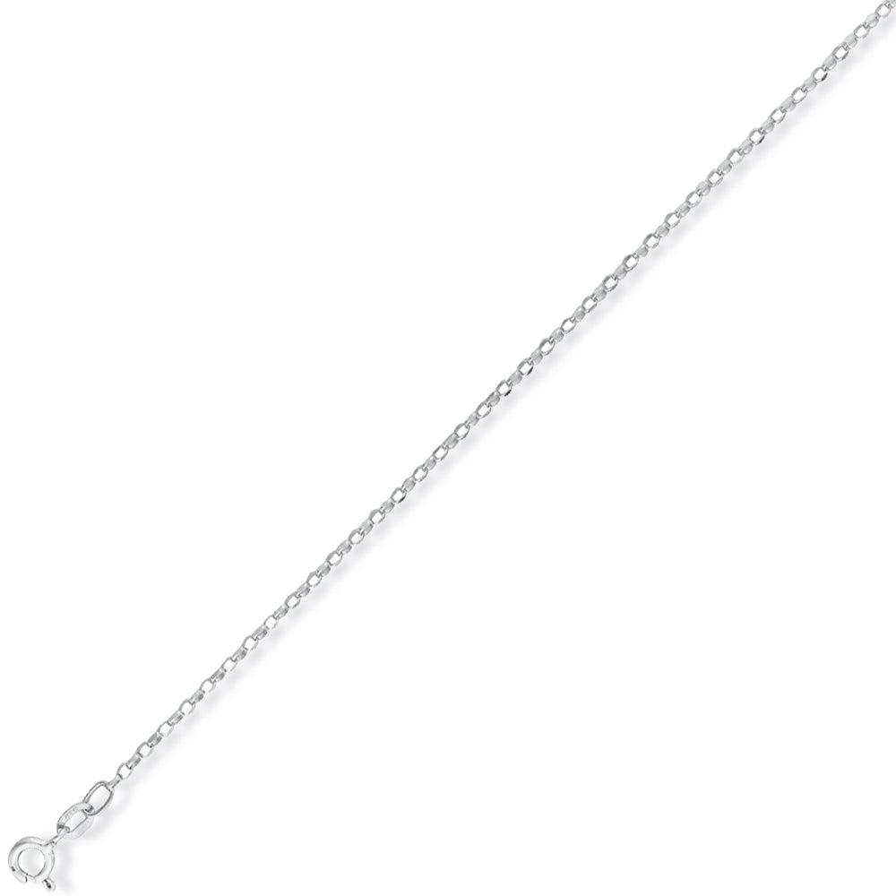 9ct White Gold  Oval Belcher Pendant Chain Necklace - 1.4mm - CNNR02740