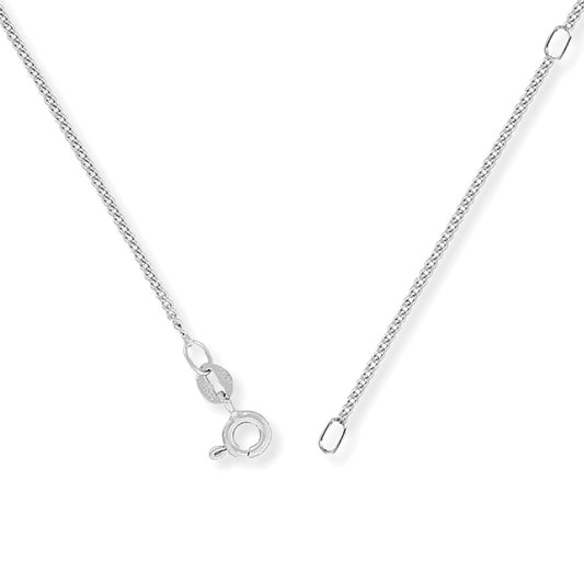 9ct White Gold  Curb Pendant Chain Necklace 0.9mm 16-18 inch - CNNR02608L-18