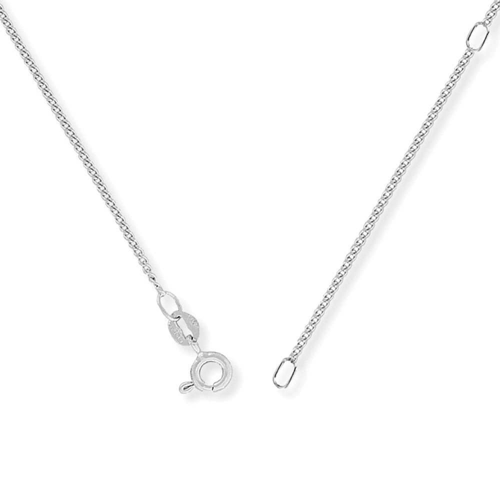 9ct White Gold  Curb Pendant Chain Necklace 0.9mm 16-18 inch - CNNR02608L-18