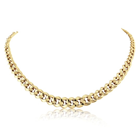 Ladies 9ct Gold  6.5mm Graduated Curb Link Necklace 7.5" - CNNR02957