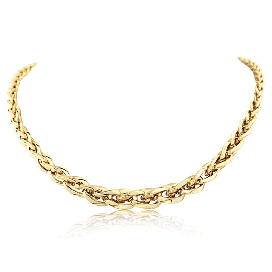 Ladies 9ct Gold  7mm Graduated Spiga Necklace 18"/45.7cm - CNNR02958