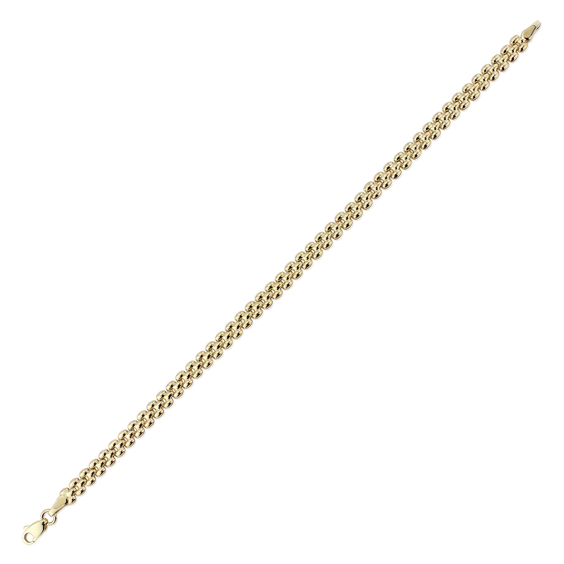 9ct Gold  Gate Style Brick Link Bracelet 4mm 7.25" - CNNR02970