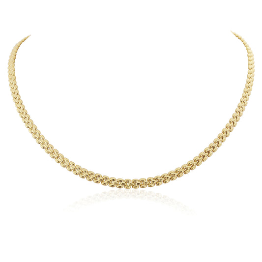 9ct Gold  Gate Style Brick Link Necklace 4mm 17" 43cm - CNNR02970