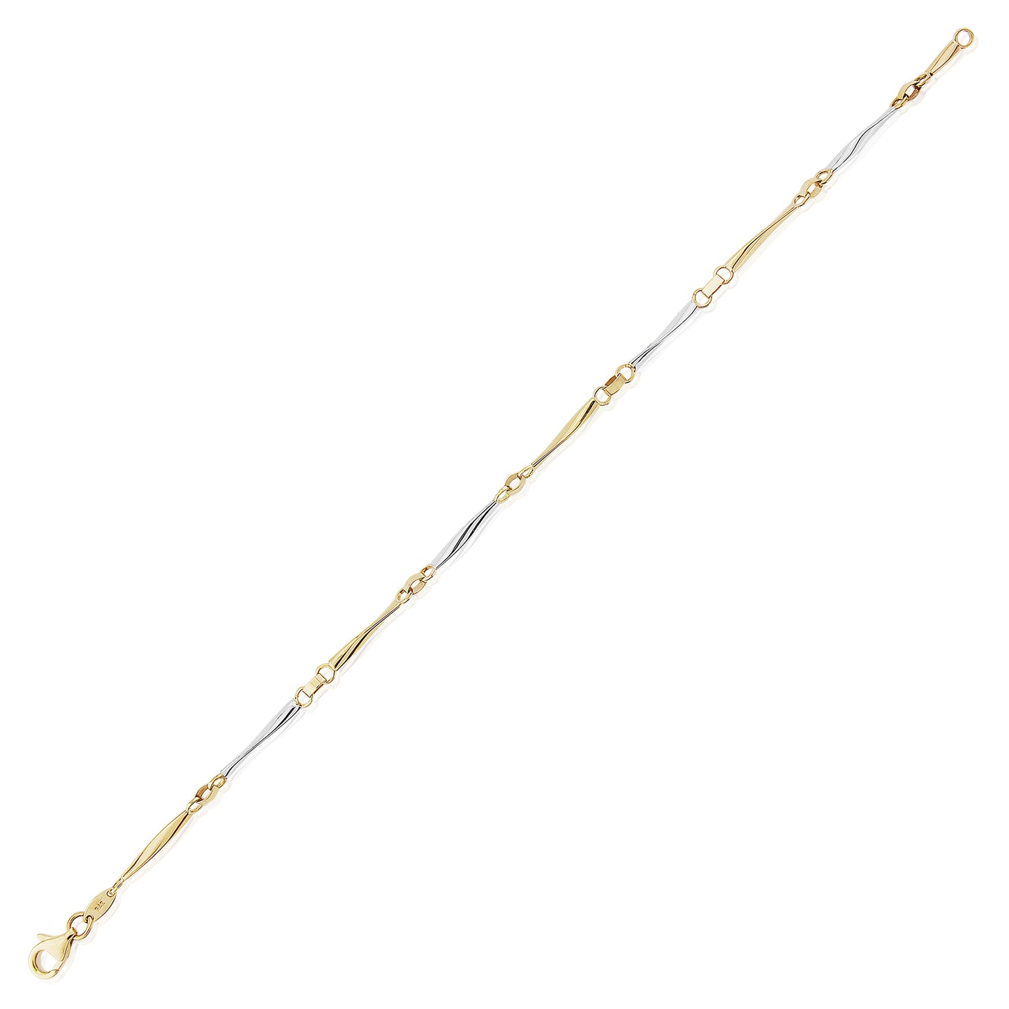 9ct 2-Colour Gold  Twist Ribbon Links Bracelet 7.25" - CNNR02992