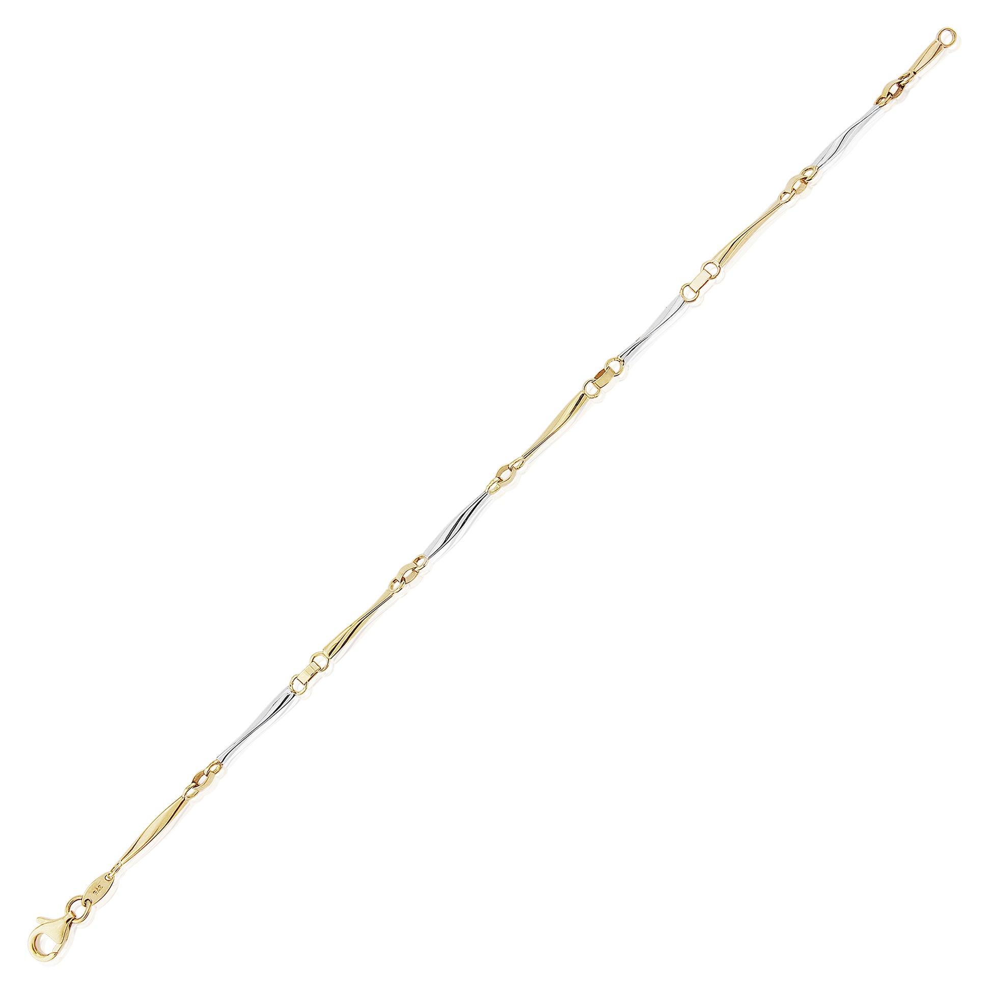 9ct 2-Colour Gold  Twist Ribbon Links Bracelet 7.25" - CNNR02992