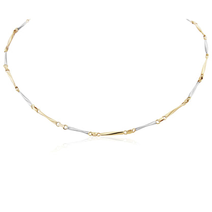 9ct 2-Colour Gold  Twist Ribbon Links Bracelet Necklace 17" - CNNR02992