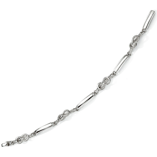 9ct White Gold  - Reef Knot Bracelet - 7.25" 18cm - BRNR02237-07