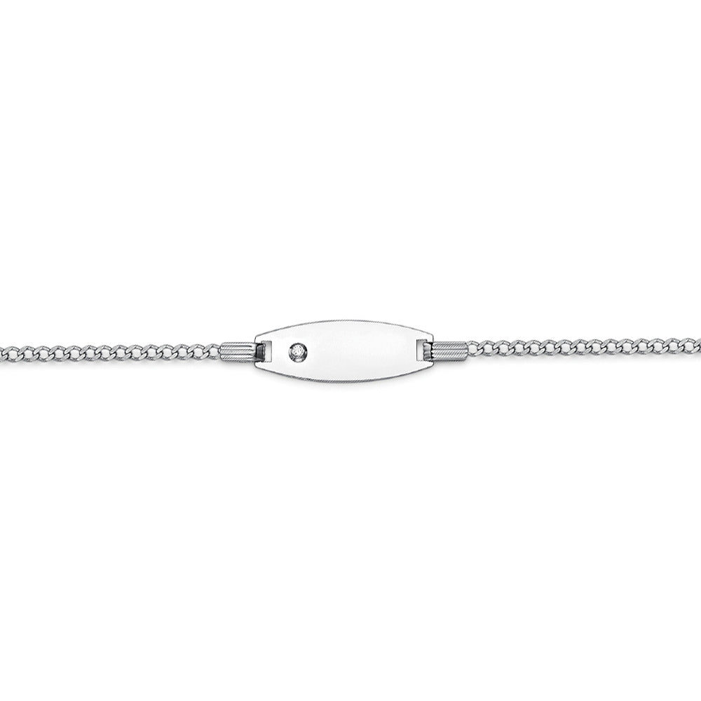 9ct White Gold  Diamond ID Identity Bracelet 5.5"/13.75cm - BRNR02466-05